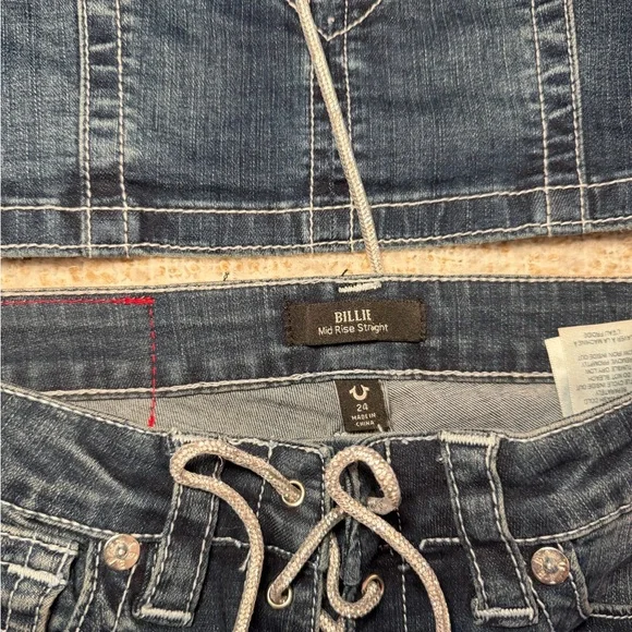 True Religion Lace-Up Denim Set (Top S/P + Jeans 24) - Picture 5 of 7